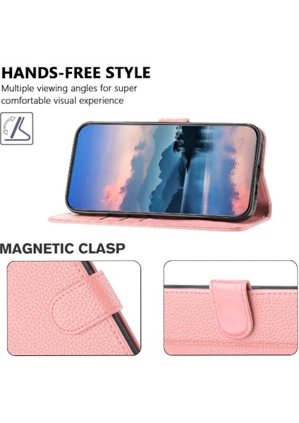 Telefon Kılıfı Için Xiaomi Poco M6 4g Litchi Desen Flip Folio Kart Yuvaları Pu (Yurt Dışından)
