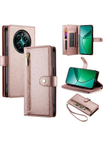 Realme 12 Artı Cüzdan Bölmesi Kickstand Için Flip Case Çok Fonksiyonlu (Yurt Dışından)