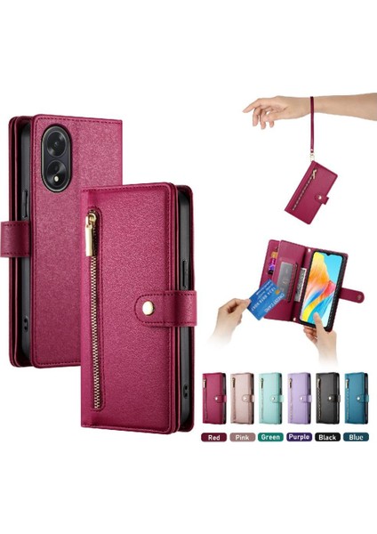 Oppo A38/A18 Çok Fonksiyonlu Kart Yuvaları Cüzdan Bölmesi Için Flip Case (Yurt Dışından)
