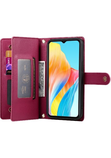 Oppo A38/A18 Çok Fonksiyonlu Kart Yuvaları Cüzdan Bölmesi Için Flip Case (Yurt Dışından) fırsatları