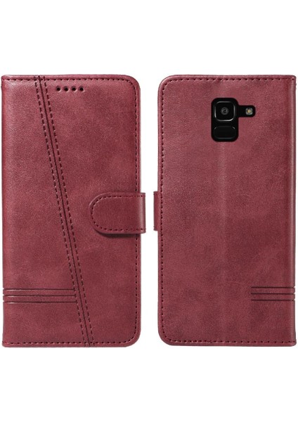 Samsung Galaxy J6 2018 Için Filp Durumda Preslenmiş Pu Deri Ayrılabilir Siyah (Yurt Dışından)