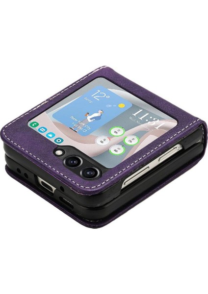 Samsung Galaxy Z Flip 5 5g Saf Renk Kickstand ile Flip Case (Yurt Dışından)