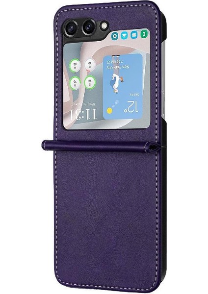 Samsung Galaxy Z Flip 5 5g Saf Renk Kickstand ile Flip Case (Yurt Dışından)