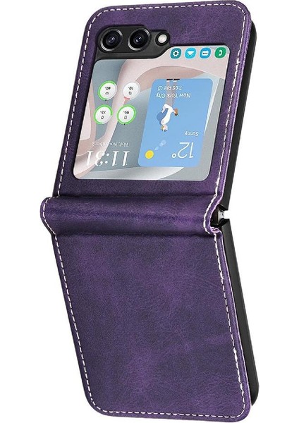 Samsung Galaxy Z Flip 5 5g Saf Renk Kickstand ile Flip Case (Yurt Dışından)