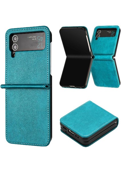 Samsung Galaxy Z Flip Case 3 5g Pu Deri Saf Renk Kickstand (Yurt Dışından)