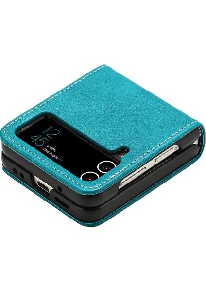 Samsung Galaxy Z Flip Case 3 5g Pu Deri Saf Renk Kickstand (Yurt Dışından)