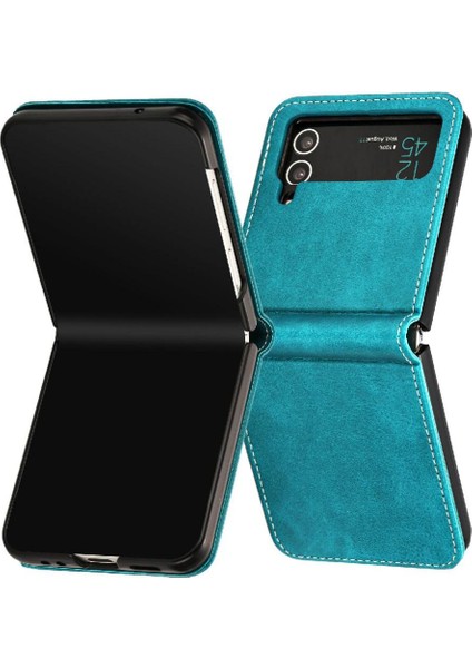 Samsung Galaxy Z Flip Case 3 5g Pu Deri Saf Renk Kickstand (Yurt Dışından)