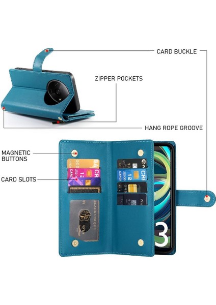 Xiaomi Redmi A3 Için Flip Case Çok Fonksiyonlu Kart Yuvaları Cüzdan Kickstand (Yurt Dışından) fırsatları