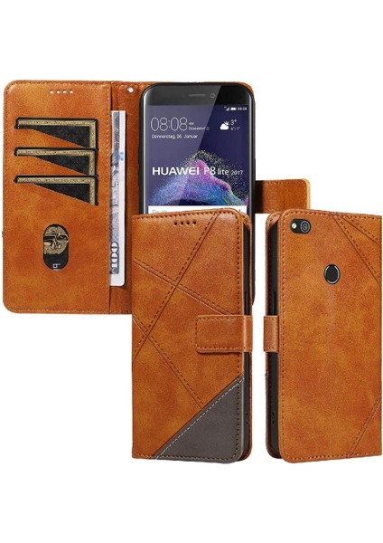 Elmas Dikiş ve Kart Yuvası Deri ile Huawei P9 Lite Için Flip Case (Yurt Dışından)