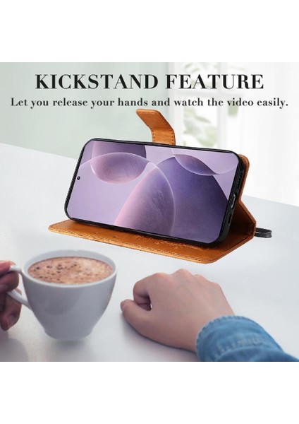 Kart Yuvası Standı ile Xiaomi Redmi K70 Pu Deri Kılıf Kickstand Çevirin (Yurt Dışından) modelleri