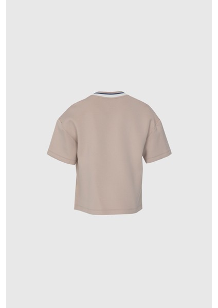 Baskılı Işleme Detaylı Bej T-Shirt modelleri