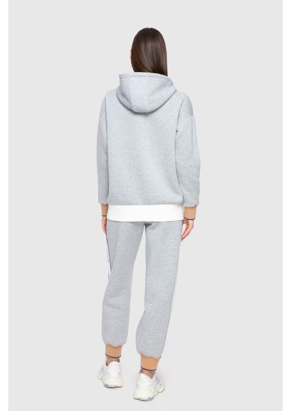 Triko Bant Detaylı Kapüşonlu Gri Sweatshirt modelleri
