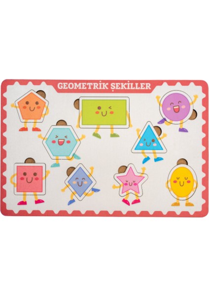 Montessori Geometrik Şekiller Ahşap Bultak Puzzle Seti / Eğitici ve Eğlenceli, Çocuk Gelişimine Katkı Sağlayan Güvenli Oyuncak