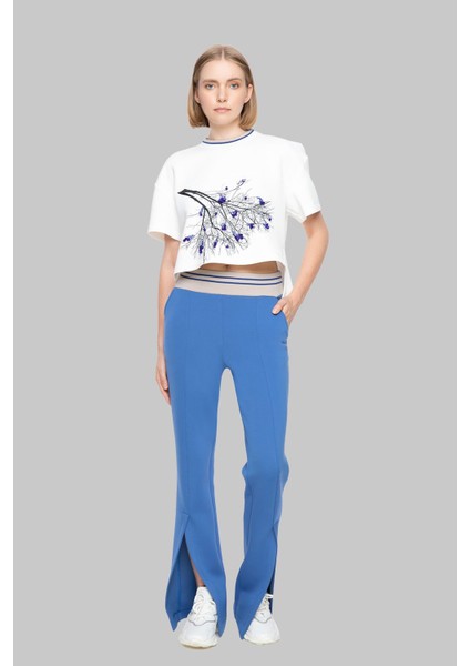 Baskılı Işleme Detaylı Ekru T-Shirt