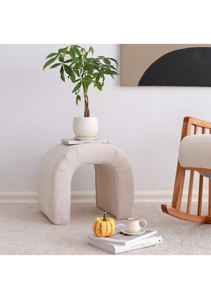 Nina Dekoratif Puf - Beyaz 51X46X45 cm