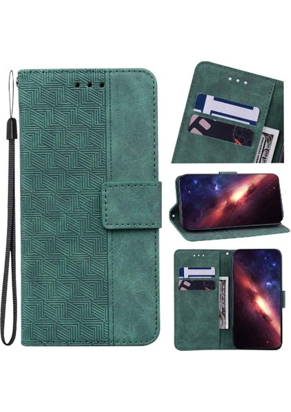 Realme Gt 6t Kickstand Özelliği Premium Pu Deri Geometrik Için Flip Case (Yurt Dışından)