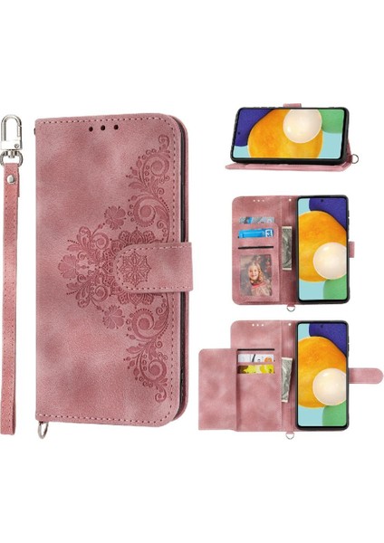 Samsung Galaxy A33 Kabartmalı Darbeye Bileklik Çoklu Için Flip Case (Yurt Dışından)