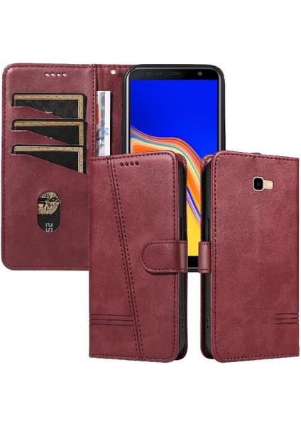 Samsung Galaxy J4 Artı Preslenmiş Pu Deri Ayrılabilir Siyah Için Filp Durumda (Yurt Dışından)