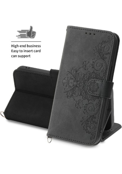 Xiaomi 12 Pro Çoklu Kredi Kartı Yuvaları Kabartmalı Bileklik Için Flip Case (Yurt Dışından)