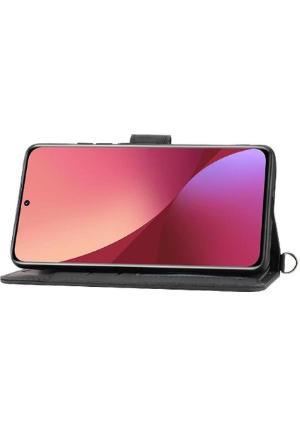 Xiaomi 12 Pro Çoklu Kredi Kartı Yuvaları Kabartmalı Bileklik Için Flip Case (Yurt Dışından)
