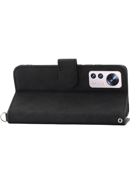 Xiaomi 12 Pro Çoklu Kredi Kartı Yuvaları Kabartmalı Bileklik Için Flip Case (Yurt Dışından)