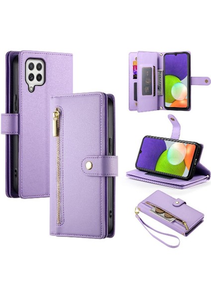 Samsung Galaxy A22 4g Çok Fonksiyonlu Kart Yuvaları Bilek Kayışı Için Flip Case (Yurt Dışından)