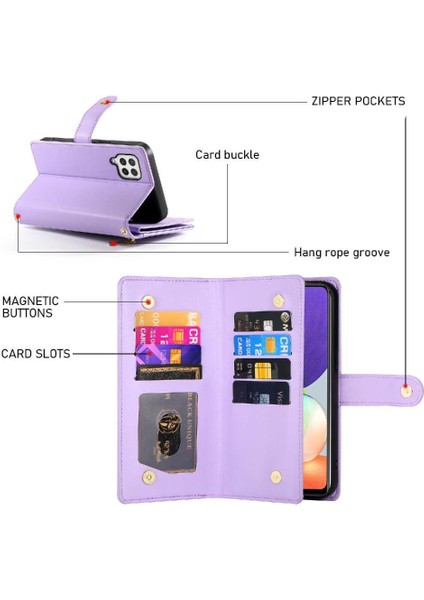 Samsung Galaxy A22 4g Çok Fonksiyonlu Kart Yuvaları Bilek Kayışı Için Flip Case (Yurt Dışından) modelleri