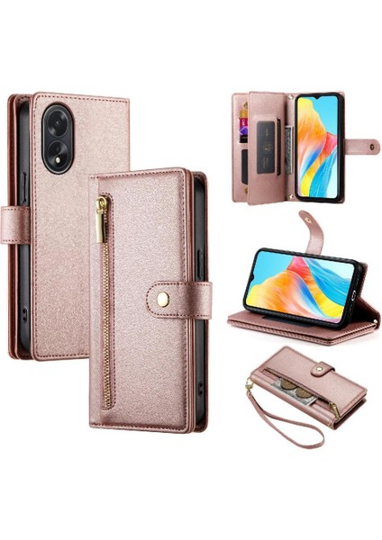 Oppo A38/A18 Çok Fonksiyonlu Kart Yuvaları Cüzdan Bölmesi Için Flip Case (Yurt Dışından)