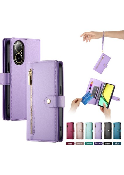 Realme C67 4g Çok Fonksiyonlu Kart Yuvaları Cüzdan Bölmesi Için Flip Case (Yurt Dışından) modelleri