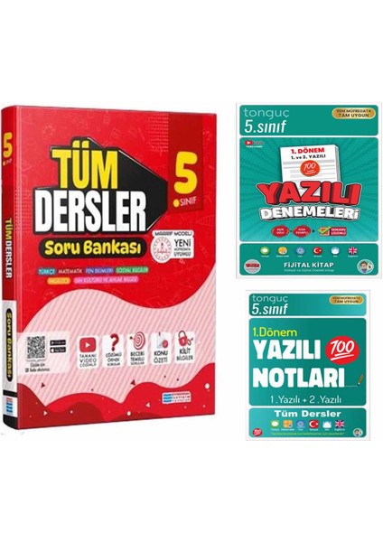 5. Sınıf Tüm Dersler Soru Bankası + 1. Dönem Yazılı Notları + Yazılı Denemeleri Seti