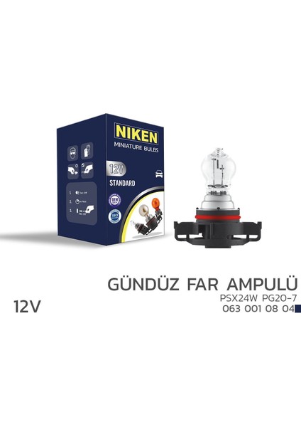12V PSX24W Gündüz Far Ampulü (PG20-7) 10’lu