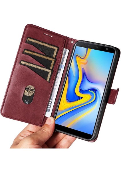 Samsung Galaxy J6 Artı Kredi Kartı Yuvası ile Pu Durumda Basılmış Durumda (Yurt Dışından)