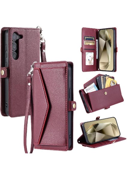 Samsung Galaxy S22 Fermuar Faturaları Yuvası Cüzdan Durumda Cüzdan Crossbody Durumda (Yurt Dışından)