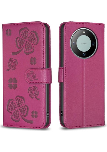 Huawei Mate 60 Için Flip Case Cüzdan Kart Yuvaları Tutucu Kickstand Yonca Pu (Yurt Dışından) indirimleri
