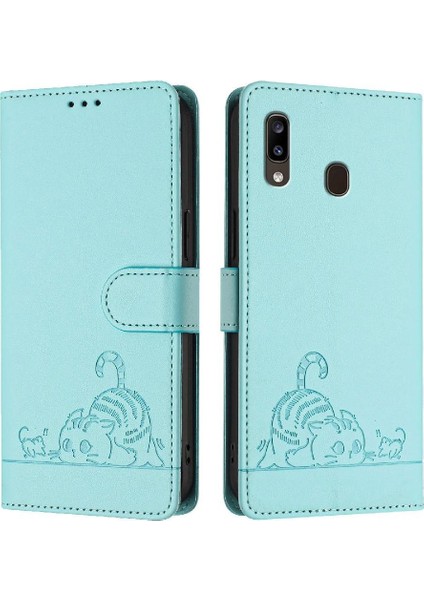 Samsung Galaxy A20/A30 Cüzdan Kapak Kapak Kedi Rfıd Kart Yuvası (Yurt Dışından)