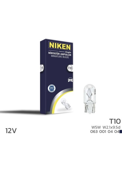 12V T10 Park Ampulü (W5W)W2.1X9.5D 10 Lu