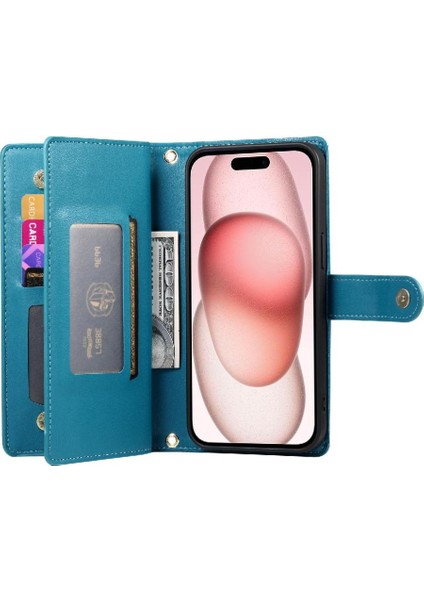 IPhone 15 Bilek Kayışı Kickstand Çok Fonksiyonlu Kart Yuvaları Için Flip Case (Yurt Dışından) indirimleri