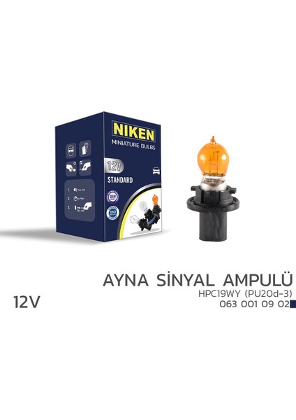12V HPC19WY Ayna Sinyal Ampulü (PU20D-3)AMB 10’lu