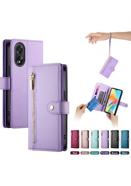Oppo A38/A18 Çok Fonksiyonlu Kart Yuvaları Cüzdan Bölmesi Için Flip Case (Yurt Dışından)