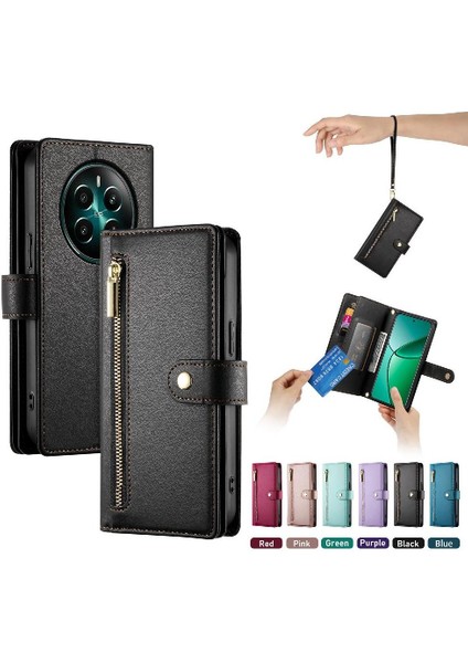 Realme 12 Artı Cüzdan Bölmesi Kickstand Için Flip Case Çok Fonksiyonlu (Yurt Dışından)