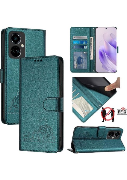 Tecno Camon 19 Pro 5g Kedi Rfıd Cüzdan Kapak Çevirin Kart Yuvası Tutucu (Yurt Dışından)