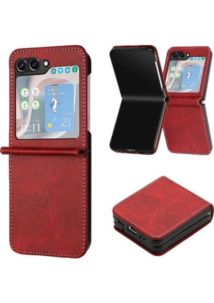 Samsung Galaxy Z Flip 5 5g Saf Renk Kickstand ile Flip Case (Yurt Dışından)