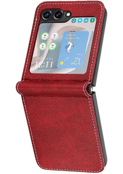 Samsung Galaxy Z Flip 5 5g Saf Renk Kickstand ile Flip Case (Yurt Dışından)