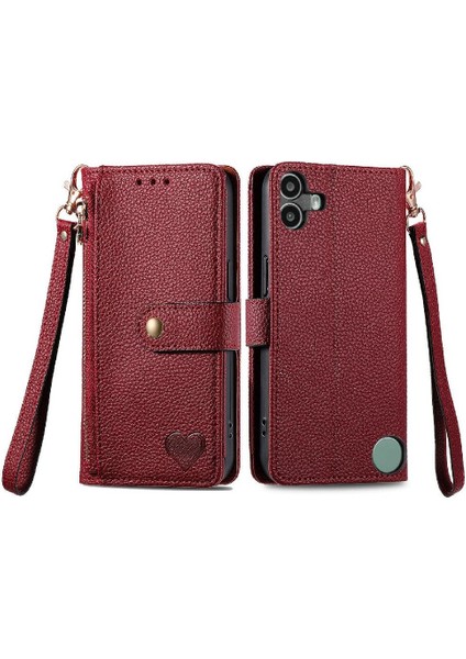 Nothing Flip Case Cmf Telefon 1 Cüzdan Fermuar Deri Kılıf Aşk (Yurt Dışından)