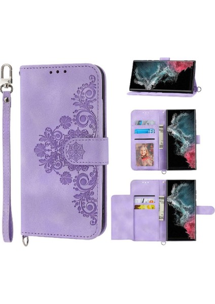 Samsung Galaxy S23 Ultra Kabartmalı Çoklu Kredi Kartı Yuvaları Için Flip Case (Yurt Dışından)