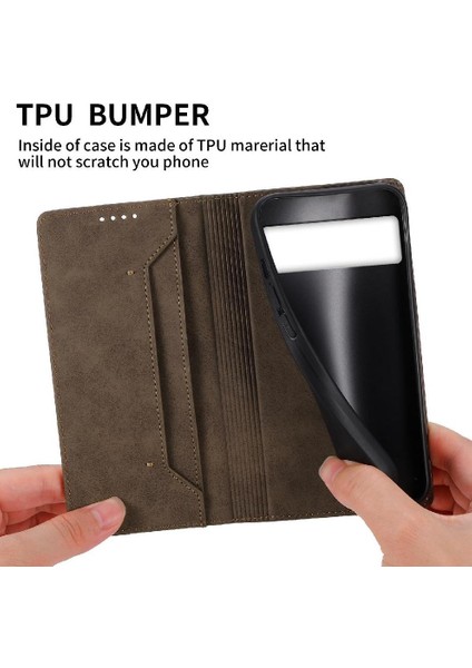 Google Piksel 8 Darbeye Kickstand Tpu Kart Yuvası Rahat Için Flip Case (Yurt Dışından)