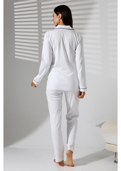 Interlok Düğmeli Hamile Lohusa Uzun Kol Pijama Takımı 1354-01 indirimleri