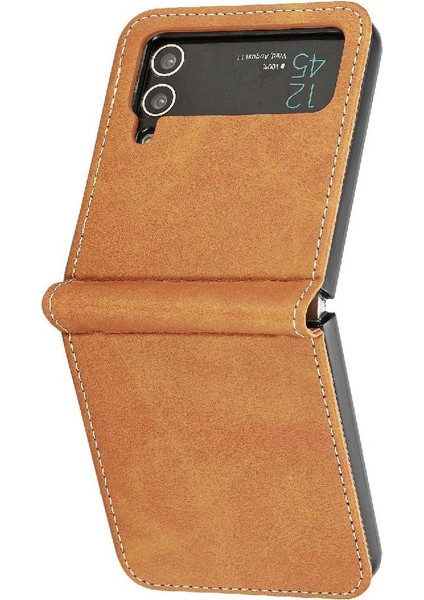 Samsung Galaxy Z Flip Case 4 5g Toka ile Kickstand Saf Pu (Yurt Dışından)