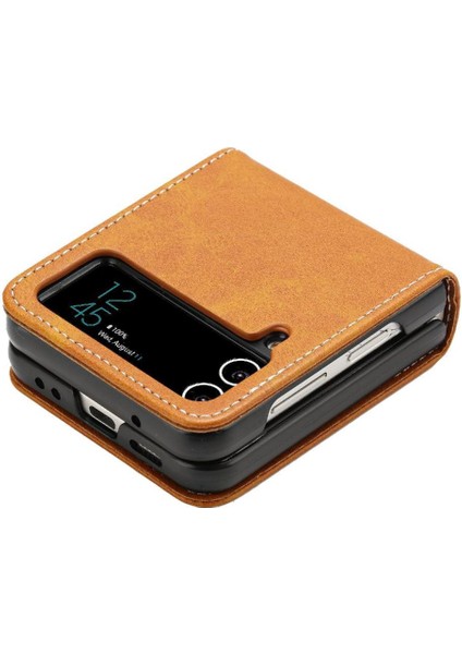 Samsung Galaxy Z Flip Case 4 5g Toka ile Kickstand Saf Pu (Yurt Dışından)