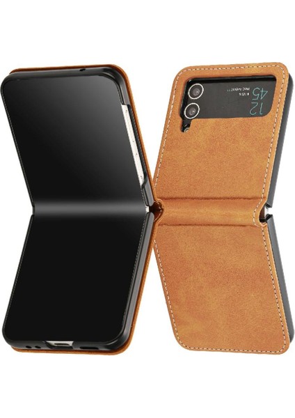 Samsung Galaxy Z Flip Case 4 5g Toka ile Kickstand Saf Pu (Yurt Dışından)